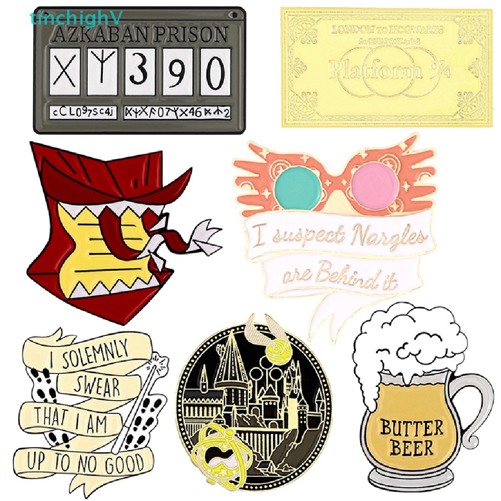 [TinchighV] Ghim Cài Cổ Áo Hình Bảng Tàu Lửa Ma Thuật Tráng Men Làm Quà Tặng Cho Bạn Bè [Mới]