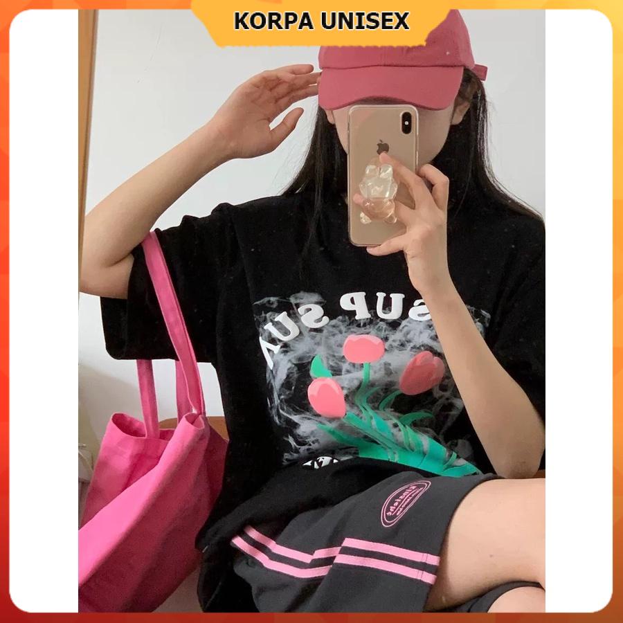 [ IN NỔI ] Áo thun tay lỡ form rộng in hình hoa tulip CRHSUP FLOWER - phông ulzzang oversize unisex nam nữ