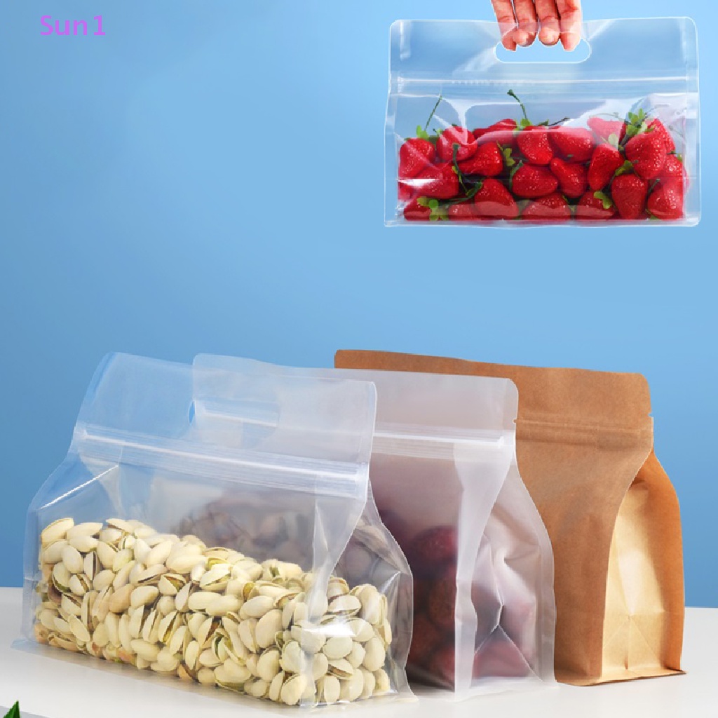 Set 10 Túi Nhựa Đựng Thực Phẩm Chống Rò Rỉ Có Khóa Kéo Và Giá Đứng Tiện Lợi