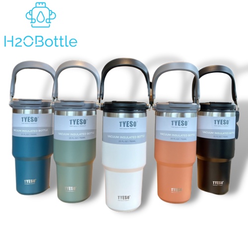 Ly Giữ nhiệt Tyeso Quai Xách 900ml, bình giữ nhiệt, giữ nóng lạnh 08-18H, có ống hút, quai xách - H2OBottle