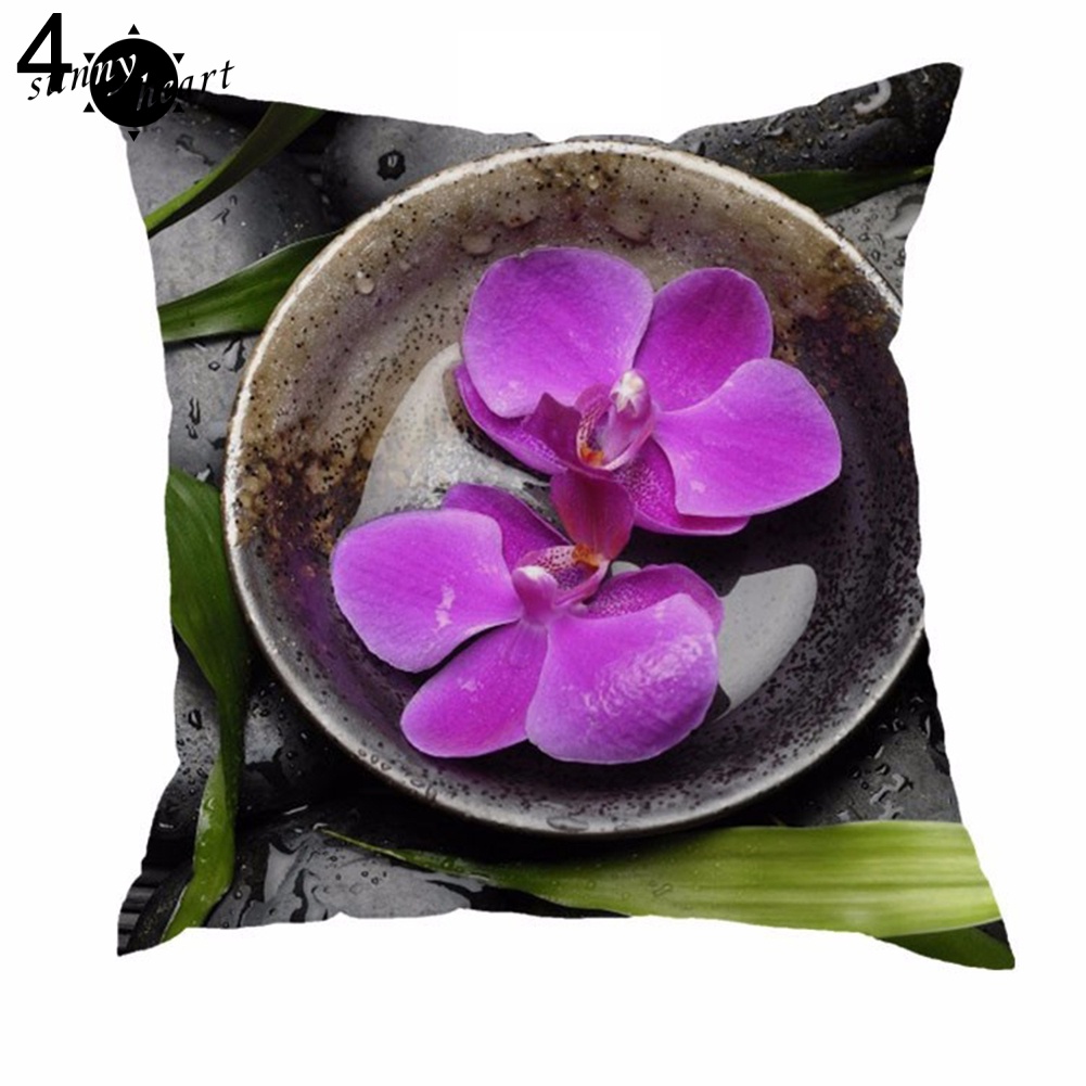 Vỏ Gối Hình Vuông In Họa Tiết Hoa Lan & Đá Phong Lan Cổ Điển Trang Trí Nhà Cửa