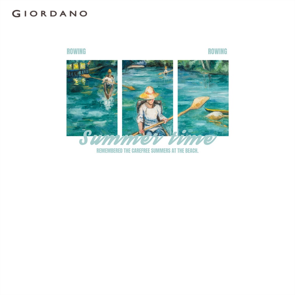 Áo thun GIORDANO 91092291 tay ngắn cổ thuyền in họa tiết thời trang cho nam