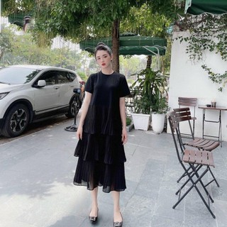 Tira Mama Design [ VT199 ] váy thun cotton phối voan xếp ly basic