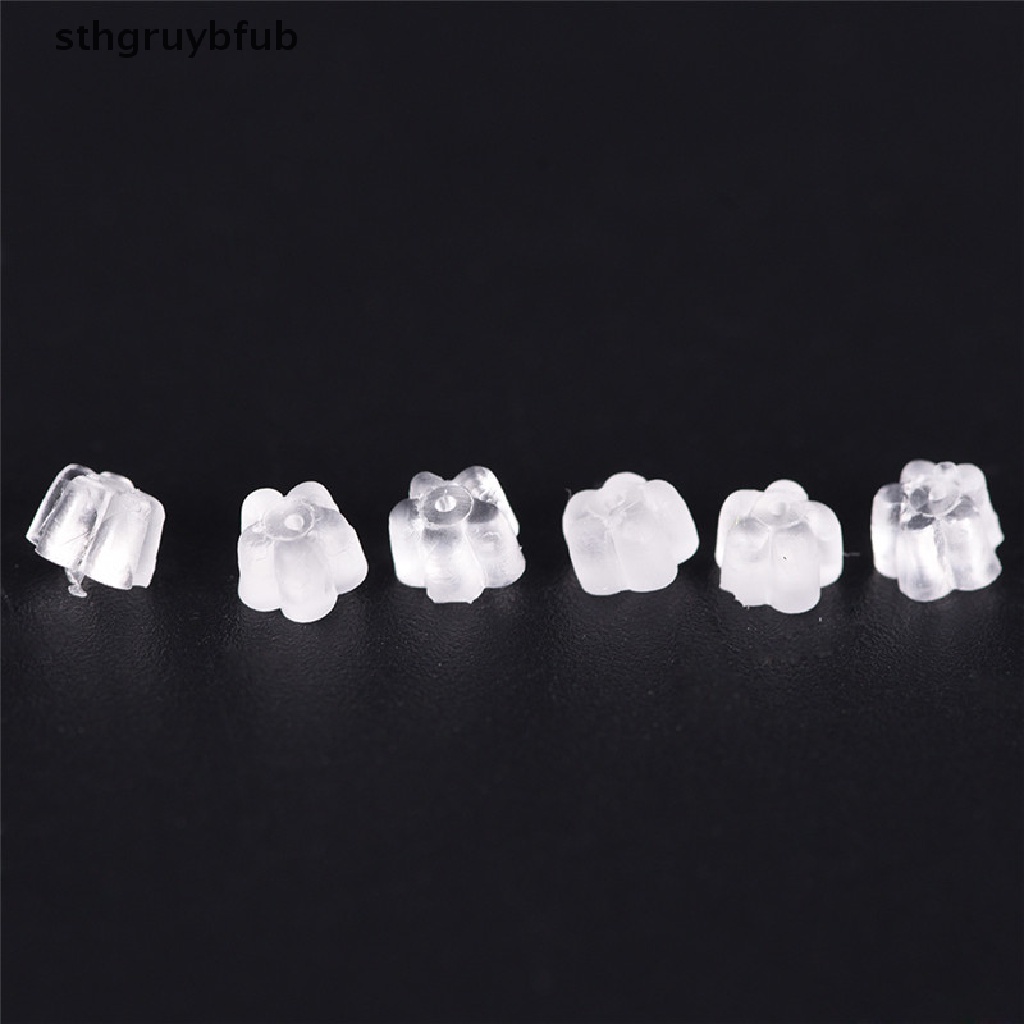 Set 100 Nút Chặn Bông Tai Bằng Cao Su Silicon Mềm Trong Suốt Hình Bông Hoa