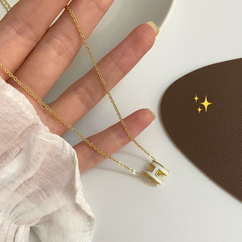 Vòng cổ Mặt Chữ H Màu Trắng Thời Trang Dành Cho Nữ