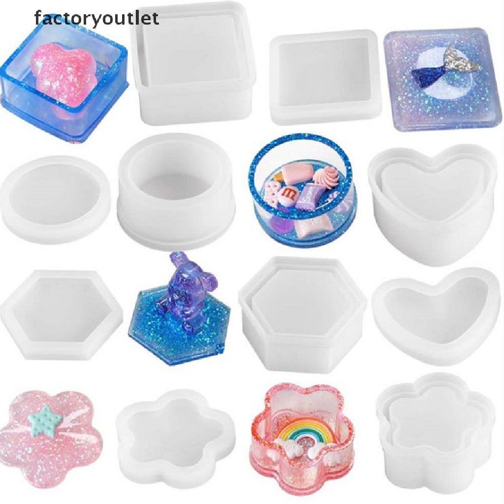 Khuôn Silicone Làm Hộp Trang Sức Hình Trái Tim Lục Giác DIY