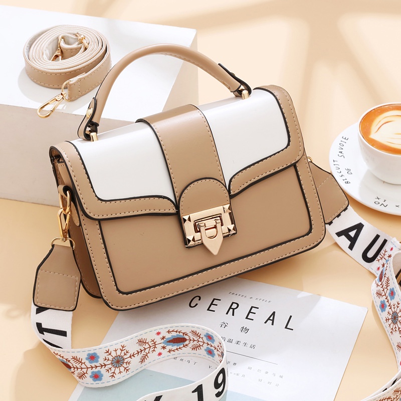 Túi Đeo Chéo Vuông Nhỏ Màu Tương Phản Phong Cách Hàn Quốc Thời Trang Cho Nữ