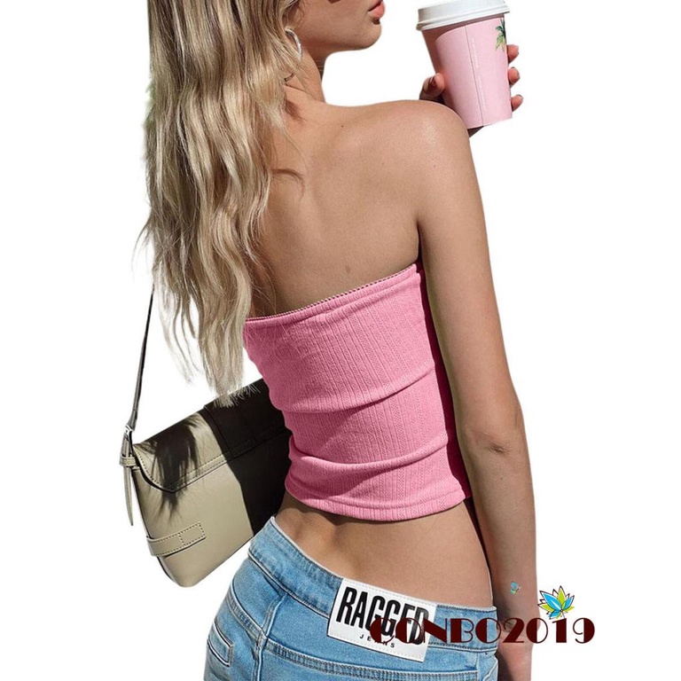 Áo Ống Màu Trơn Đính Nơ Hở Lưng Thời Trang Mùa Hè Cho Nữ