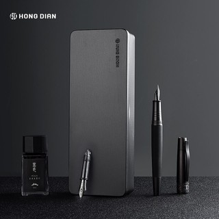Hongdian 6013 Matte Black Fountain Pen Titanium Black Extra Fine Nib với Bộ hộp quà kim loại