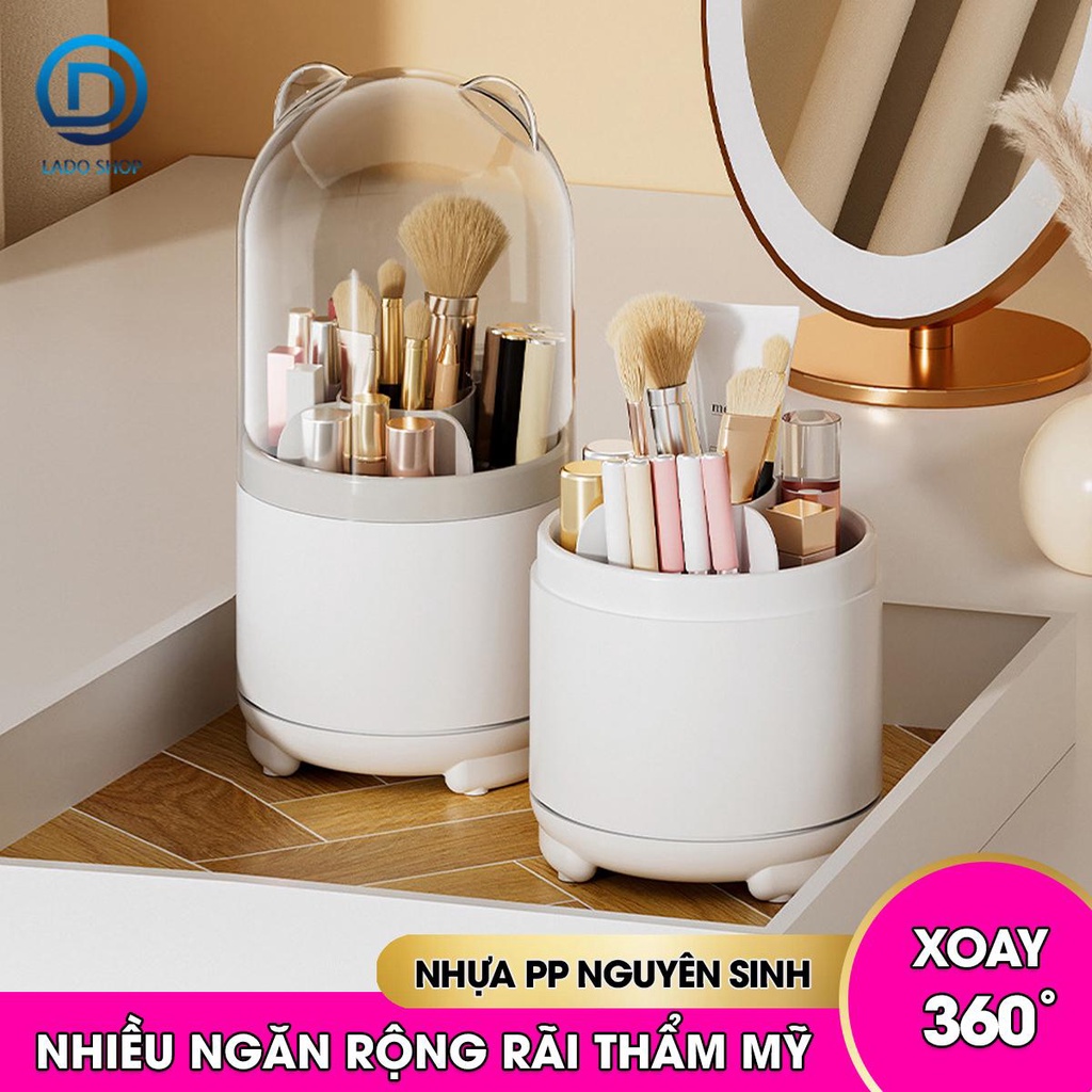 Hộp đựng cọ trang điểm, kẻ mắt son môi xoay 360 độ W2088