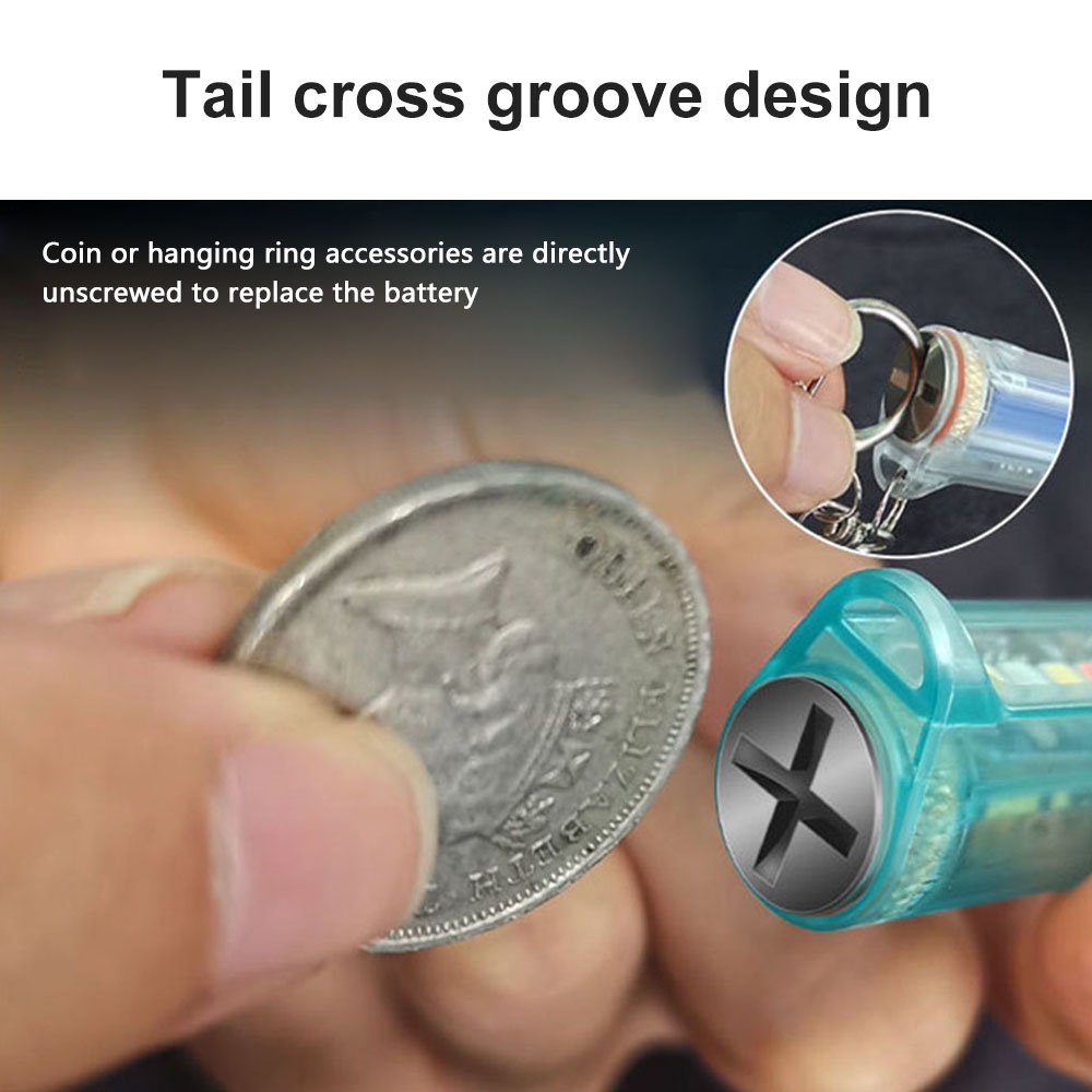 Móc Khóa Đèn Pin LED Mini 11 Chế Độ Chính & Bên Hông Tiện Dụng Cho Cắm Trại