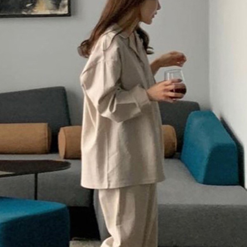 Bộ Đồ Ngủ Pijama Dài Tay Họa Tiết Kẻ Sọc Phong Cách Giáng Sinh