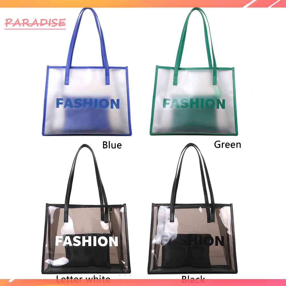 Túi Xách PVC Trong Suốt In Chữ Thời Trang Đi Biển Mùa Hè Cho Nữ