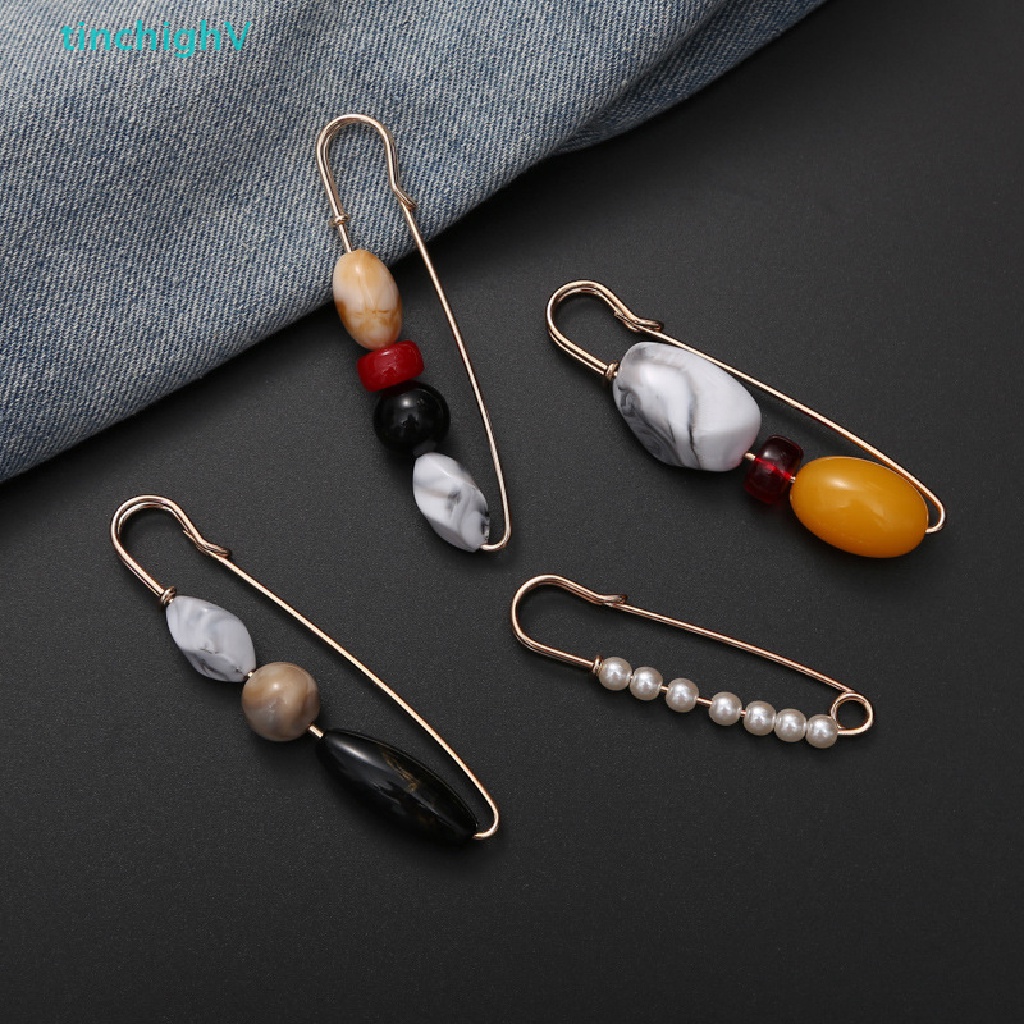 Ghim Cài Áo Hình Chữ Ch Đính Đá Tự Nhiên Phong Cách Vintage Thời Trang Cho Nữ