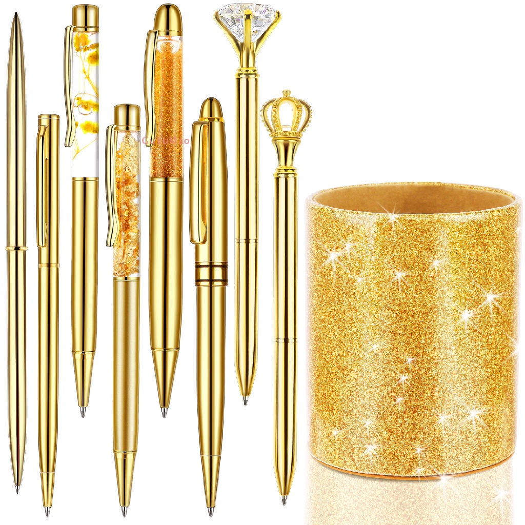 Bộ 8 Bút Bi Và 1 Túi Đựng Bằng PU Lấp Lánh