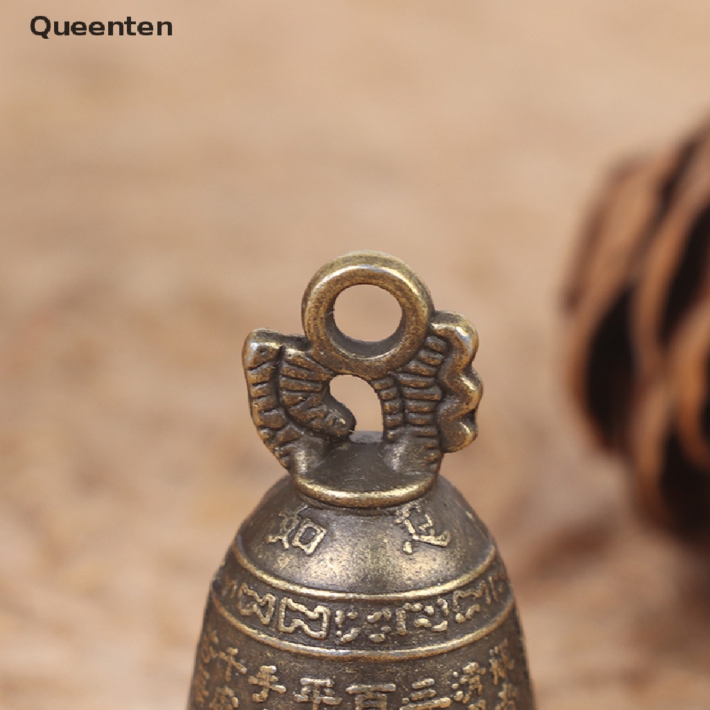 Queenten 1Pc Antique Bell Chinese Mini Sculpture Pray Guanyin Buddha Bell Shui Feng Bell QT