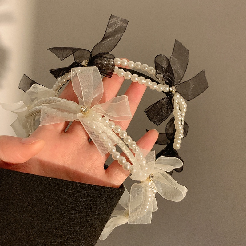 Kẹp Tóc Nơ Đính Ngọc Trai Trắng Phong Cách Pháp Cổ Điển Thời Trang Cao Cấp Cho Nữ