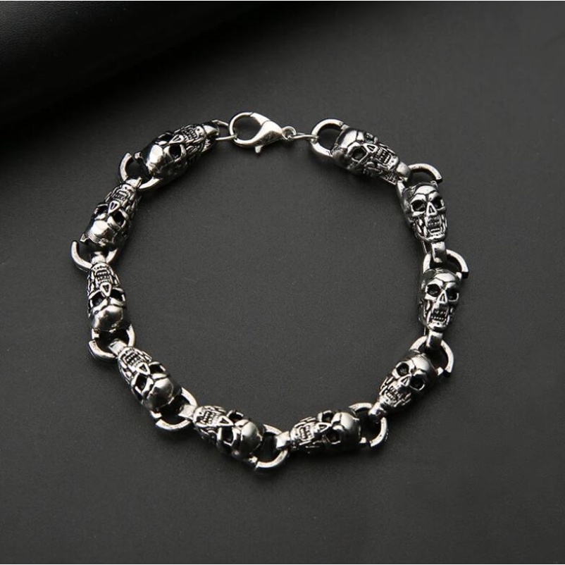 Vòng Tay Thép Không Gỉ Hình Đầu Lâu Thời Trang Cho Nam