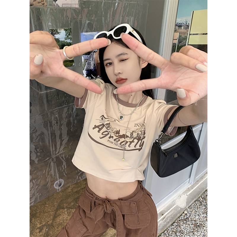 NRVP Áo Thun Tay Ngắn In Họa Tiết Phong Cách Hàn Quốc Mới Cho Nữ