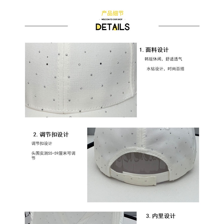 Mũ Lưỡi Trai Đính Đá Phong Cách Hàn Quốc Cho Nữ