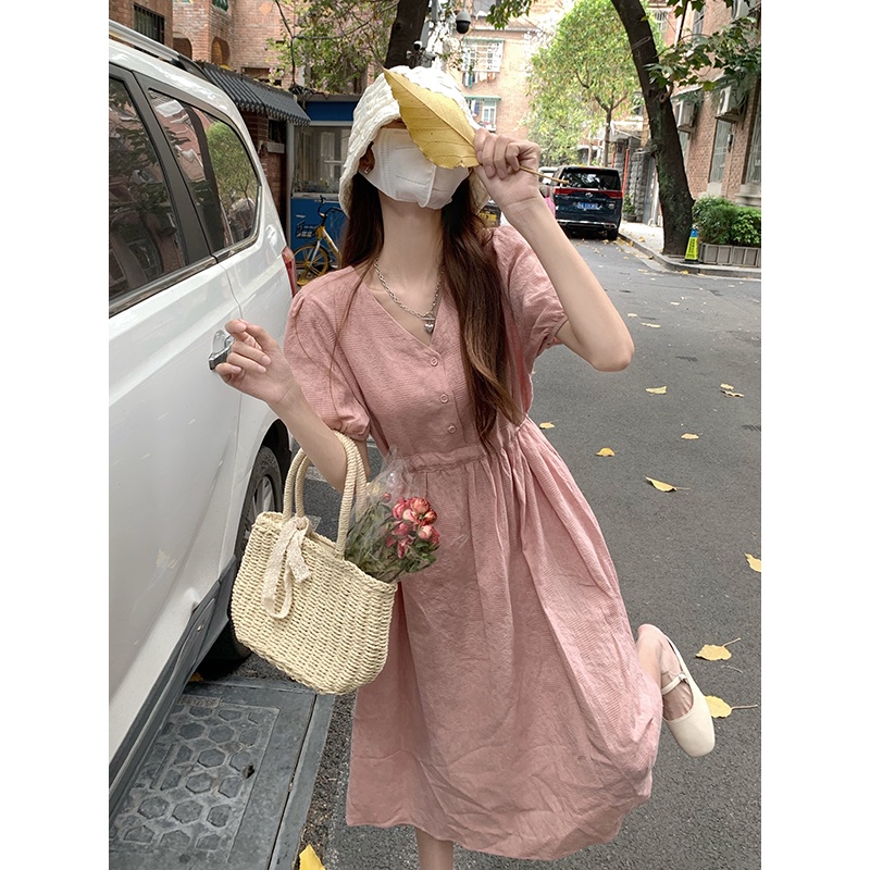 Đầm SUXI tay ngắn phong cách Hàn Quốc thời trang mùa hè cho nữ