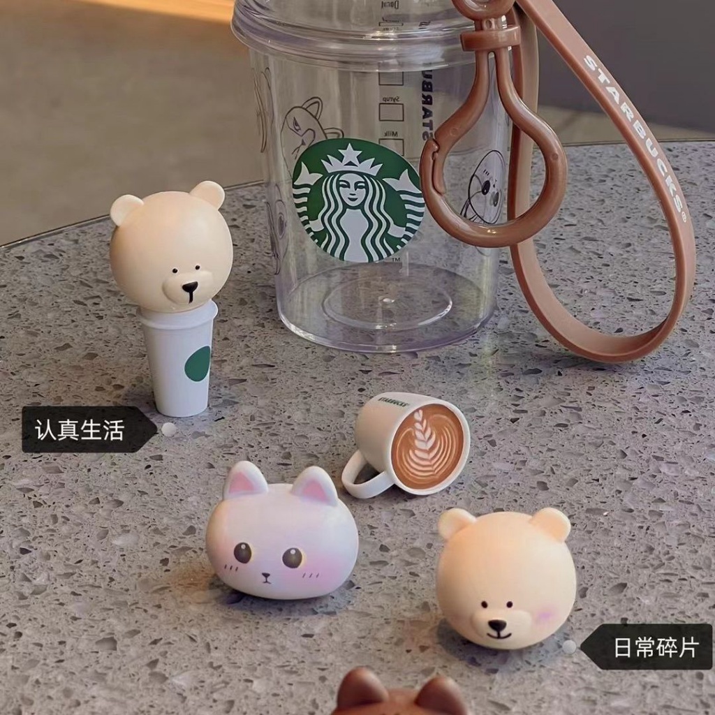 Móc khóa hoạt hình bộ móc khóa gấu dễ thương starbucks móc khóa quà tặng cặp đôi