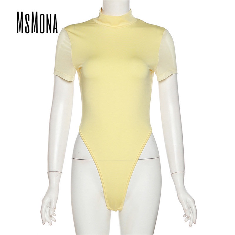 Bộ Áo Liền Quần Ngắn Tay Cổ Lọ Dáng Ôm Màu Trơn Thời Trang 2023 Cho Nữ