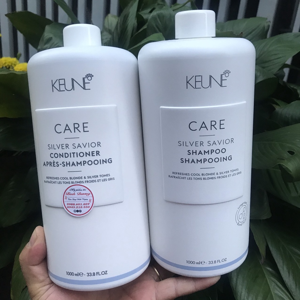 Gội xả tím khử vàng dành cho tóc nhuộm màu sáng Keune CARE Silver Savior 1000mlx2
