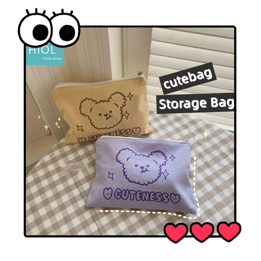 Ví Canvas Mini Hình Gấu Đựng Khăn Ăn Đa Năng Cho Nữ