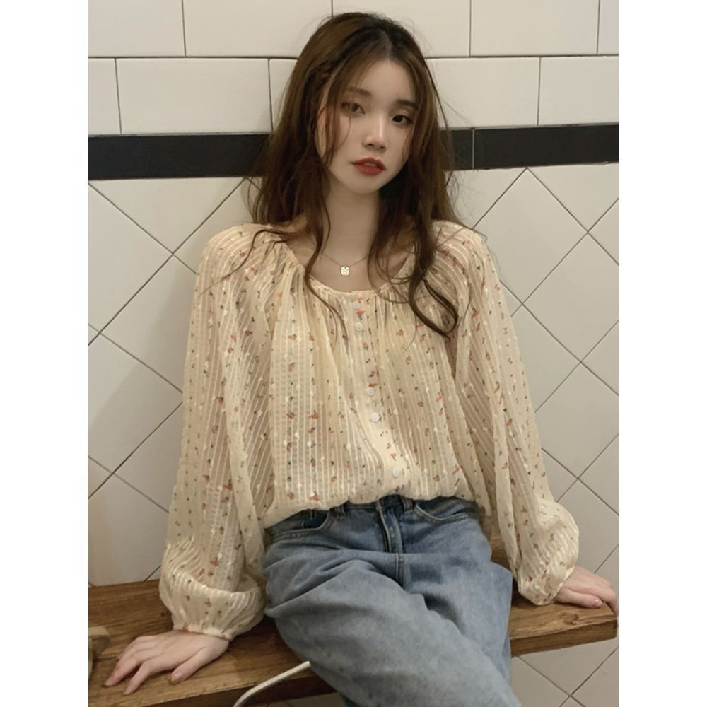 Áo Sơ Mi Dáng Rộng In Họa Tiết Hoa Phong Cách Pháp Thời Trang Mùa Hè 2023 Cho Nữ