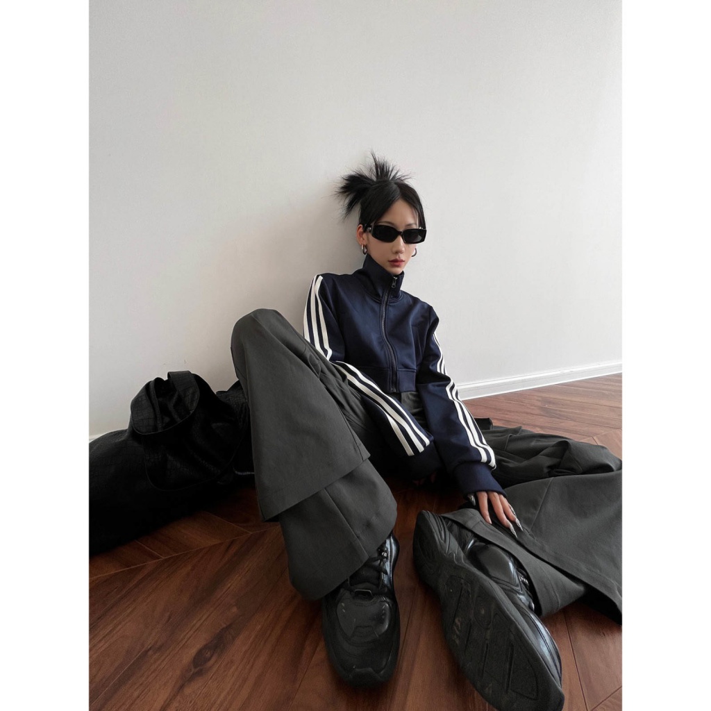 Áo Khoác Cardigan Cổ Cao Tay Dài Kẻ Sọc Thời Trang Đường Phố Mùa Thu Cho Nữ