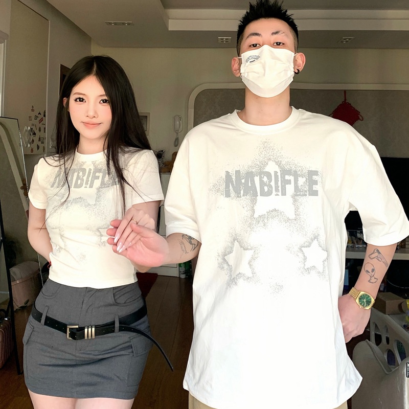 Áo Thun Tay Ngắn In Hình Thời Trang Mùa Hè 2023 Dành Cho Cặp Đôi đồ bộ đôi chân váy croptop Áo thun