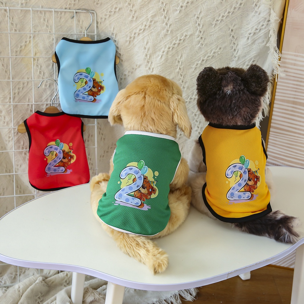Áo In Họa Tiết Hoạt Hình Thoáng Khí Dành Cho Thú Cưng