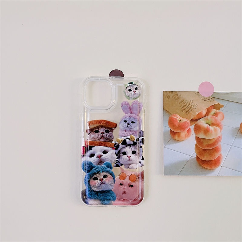 Ốp Điện Thoại Silicon TPU Mềm Trong Suốt Chống Sốc In Hình Mèo Cho IPhone 14 13 11 12 Pro XS Max X XR 7 + 8 Plus