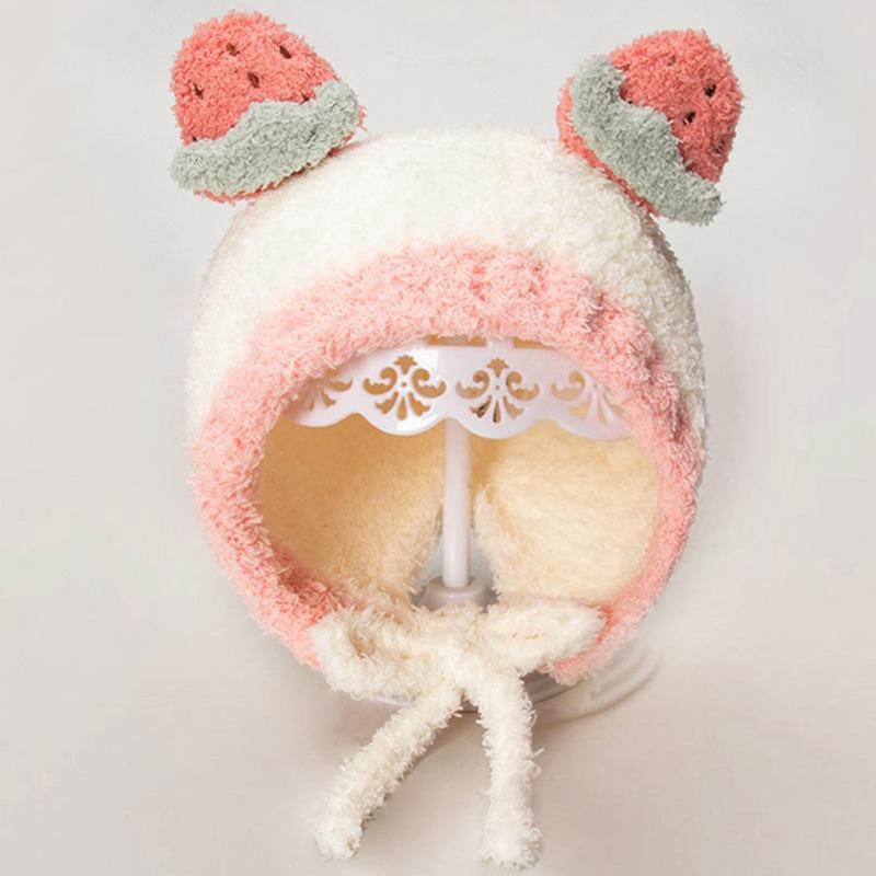 Mũ Beanie Màu Trơn Giữ Ấm Tai Gấu Dễ Thương Cho Bé