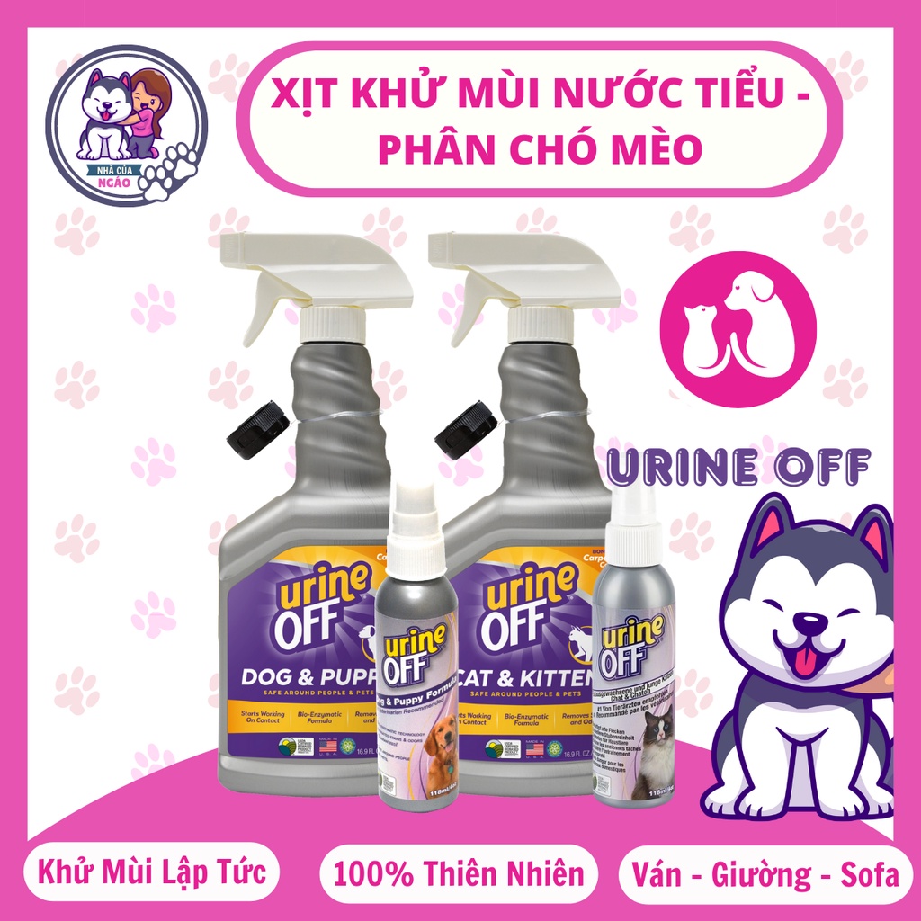 Xịt khử mùi khai, hôi nước tiểu chó mèo Tropiclean Urine off Mỹ giúp khử mùi hôi phân và vết ố vàng nước tiểu mèo chó
