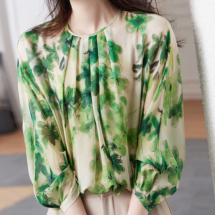 Hàng Mới Về Áo Sơ Mi Chiffon Lụa In Họa Tiết Mực Sáng Sang Trọng Thoải Mái Thời Trang Mùa Xuân 2023 Cho Nữ