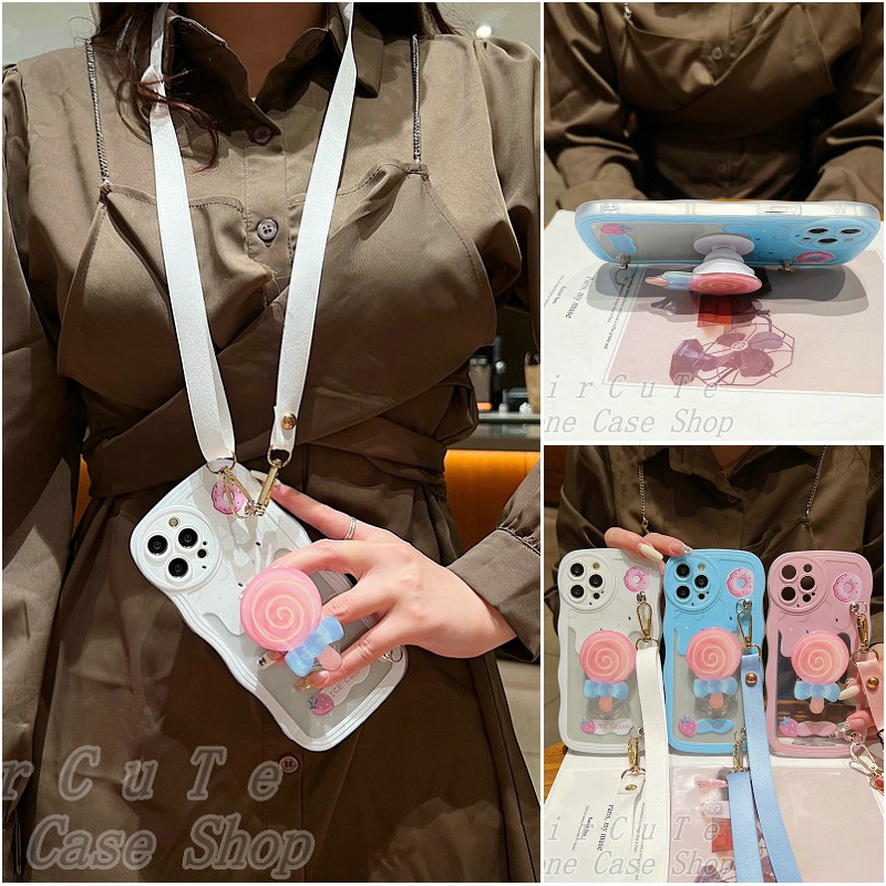 Ốp lưng OPPO F11 Pro F9 F7 F5 F1s Reno 8 8Z 8T 7 7Z 5 4 A93 A92 A83 A52 OPPOF11 OPPOF9 OPPOF7 OPPOF5 OPPOF1s Reno8 Z T Reno8Z Reno8T Reno7 Reno7Z Reno5 Reno4 4G 5G 2020 2021 2022 Wave Ice Cream Lollipop Popsocket Soft Lanyard Case