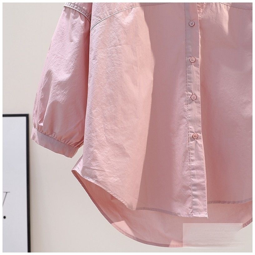 Áo Sơ Mi Cotton Tay Dài Dáng Rộng Màu Trơn Thời Trang Xuân Thu Hàng Mới Dành Cho Bạn Nữ