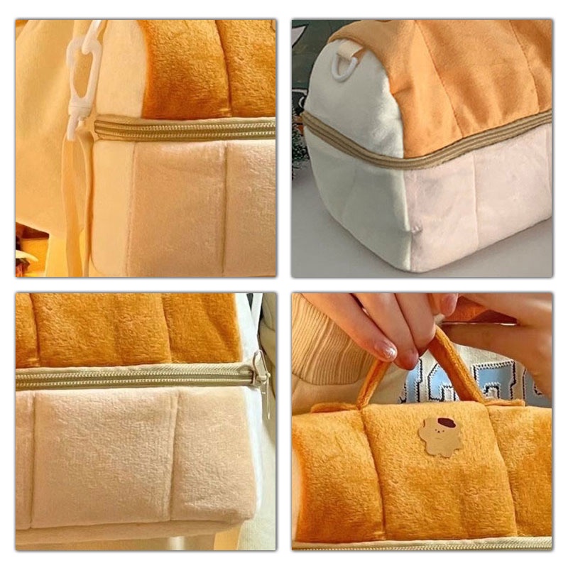 Túi YAZHOULONG hình bánh mì dễ thương sức chứa lớn để đựng mỹ phẩm xách tay tiện lợi