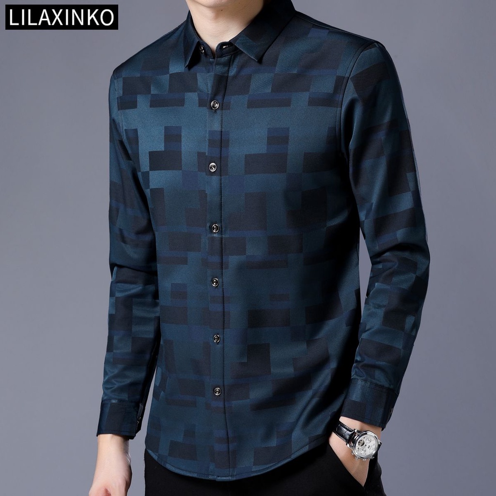 Áo Sơ Mi Tay Dài Họa Tiết Kẻ Sọc 2 Màu Thời Trang Chất Lượng Cao Cho Nam