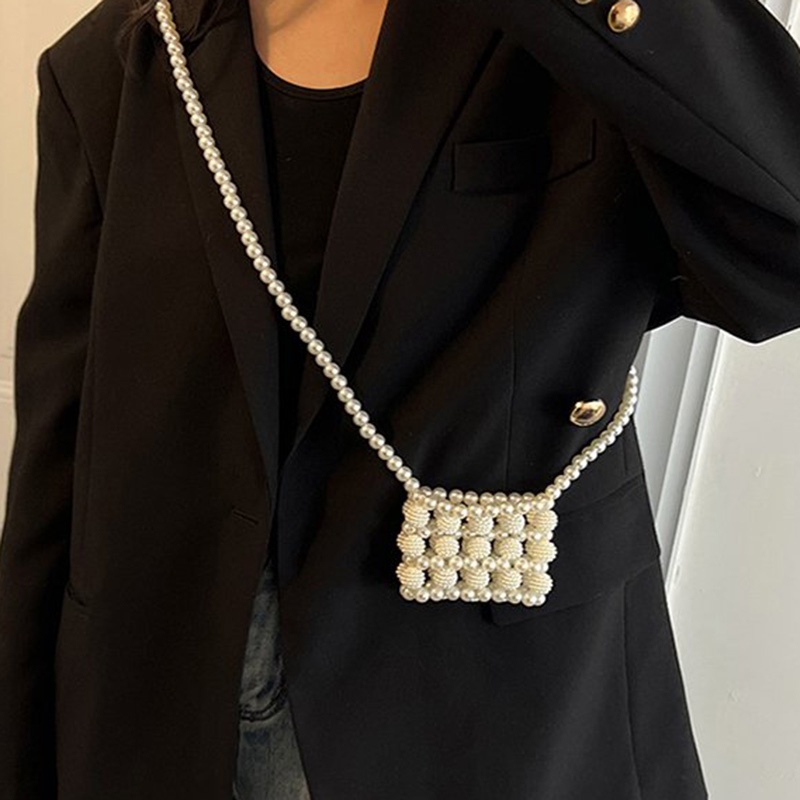 Túi Đeo Chéo mini Đính Ngọc Trai Phong Cách retro Dành Cho Nữ