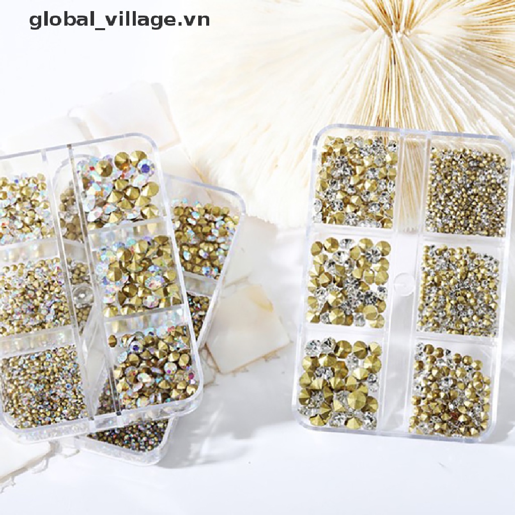 Hộp 6 Ngăn Đựng Đá Pha Lê Trang Trí Móng Tay Nghệ Thuật