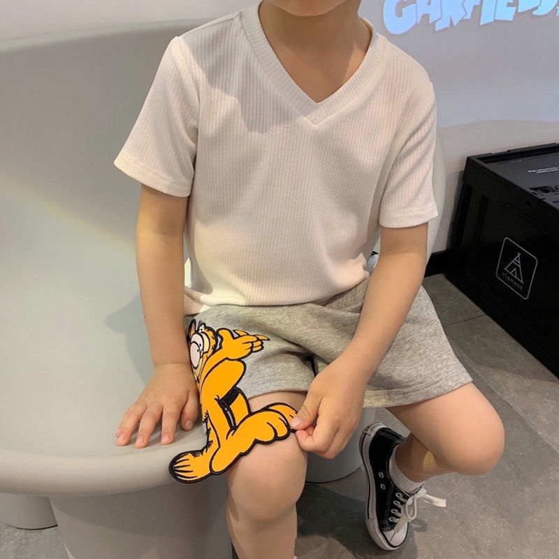 Quần Short Bé Trai Dễ Thương Cá Tính,Quần Short Họa Tiết Mèo Garfield Hoạt Hình Ba Chiều Giản Dị Dành Cho Bé Trai