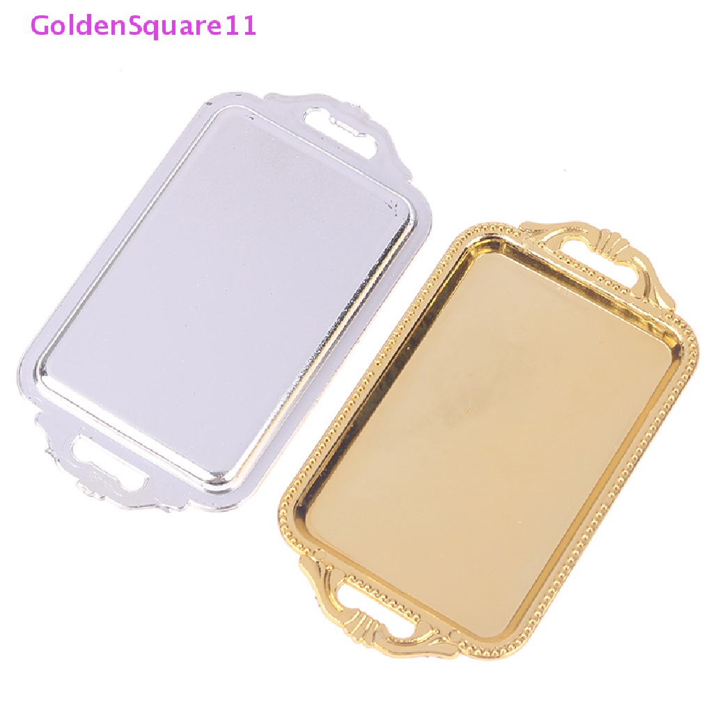 Set 2 Khay Trà Mini Bằng Nhựa Màu Vàng Dùng Trang Trí Nhà Búp Bê