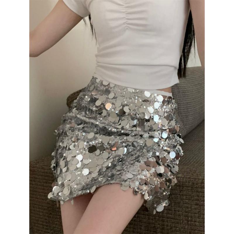 Chân Váy Bút Chì Y2K Đính Kim Sa Lấp Lánh Thời Trang