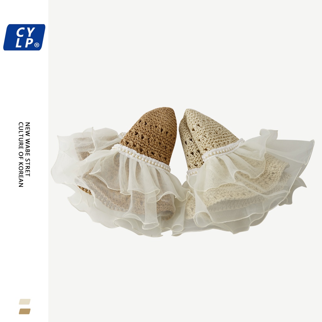 Mũ Cói Chống Nắng Phối Ren Phong Cách Thời Trang Nhật Bản Dành Cho Nữ