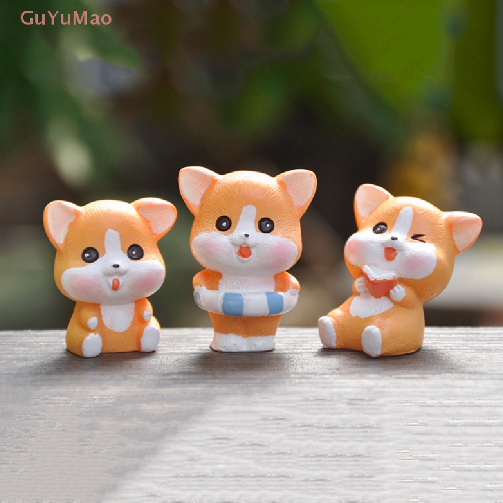 Mô Hình Chú Chó Corgi Hoạt Hình Bằng Nhựa Resin Dễ Thương Trang Trí Tiểu Cảnh