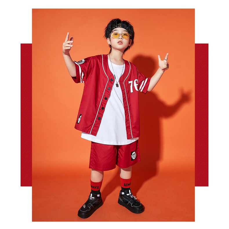 Bộ Đồ Thời Trang Mùa Hè Màu Xanh Lá / Đỏ Phong Cách Hip Hop Cho Bé Trai / Gái