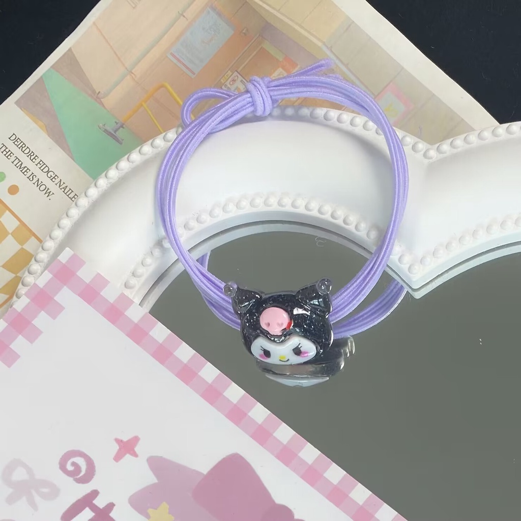 Dây Buộc Tóc Cao Su Co Giãn Hình Cún Kuromi Melody Hoạt Hình Dễ Thương Cho Bé